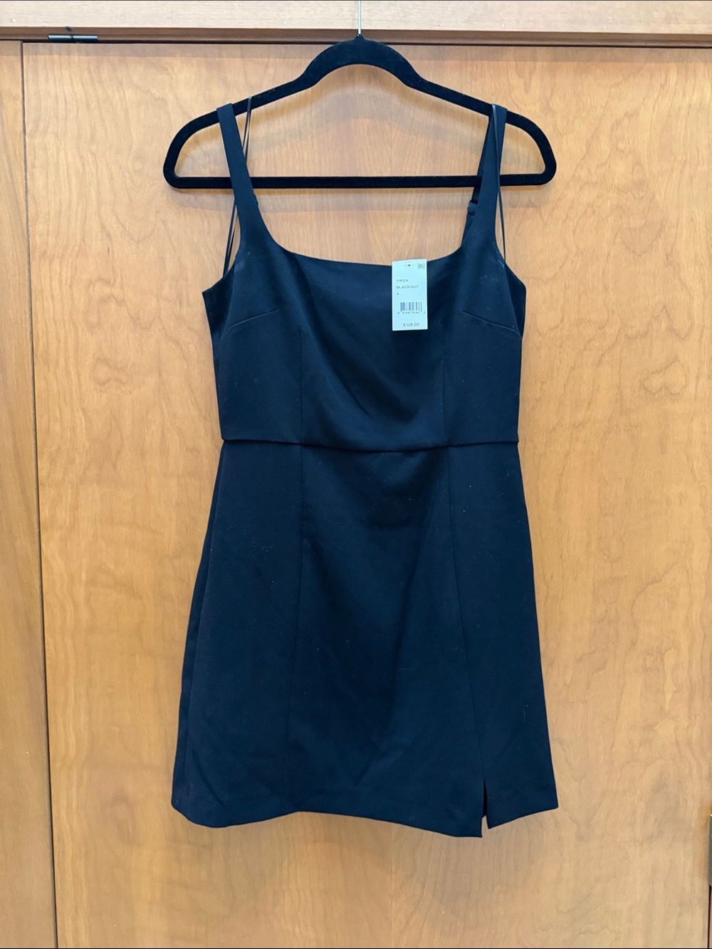 French Connection Black Mini Dress with Square Neck